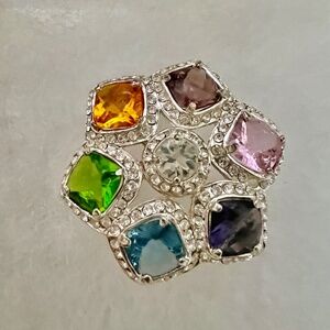 MONET MULTI COLORED RHINESTONE STAR PIN/BROOCH